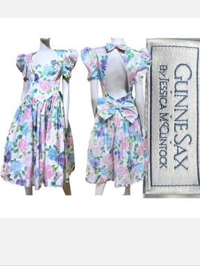 GUNNE SAX Pastel Floral Backless Dress VINTAGE 80S